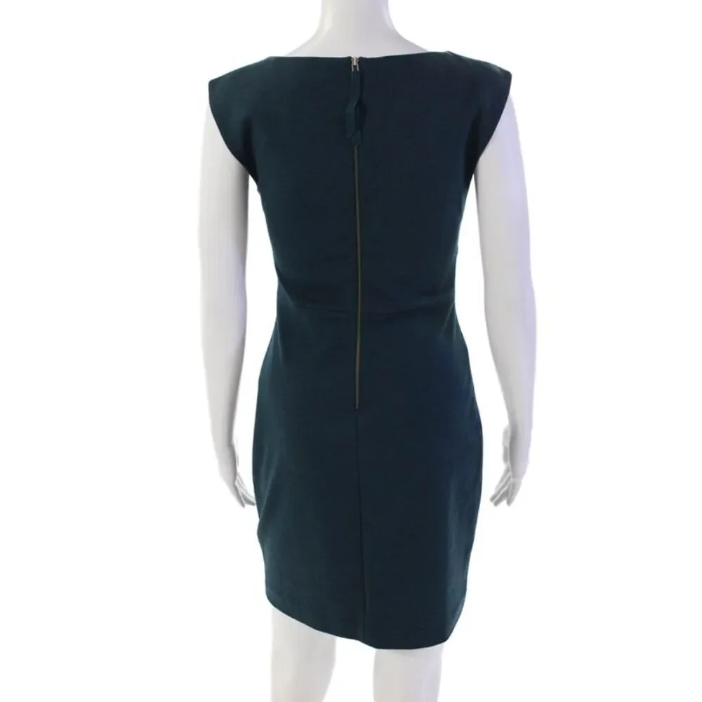 Rebecca Taylor Womens Back Zip Sleeveless Boat Neck Sheath Dress Blue Size 0_3